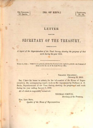 Report of the superintendent of the Coast Survey, showing the progress of the survey during the year 1852