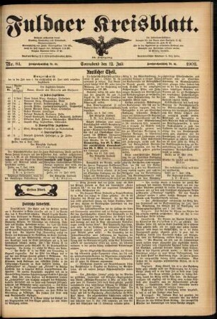 Erste Ausgabe vom Samstag, den 12. Juli 1902.
