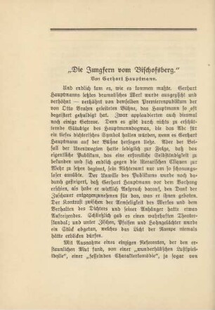 "Die Jungfern vom Bischofsberg" von Gerhart Hauptmann