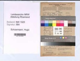 Entnazifizierung Hugo Schuermann , geb. 25.10.1889 (Stadtinspektor)