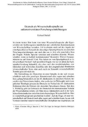 Deutsch als Wissenschaftssprache an außeruniversitären Forschungsinstituten