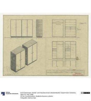 Kleider- und Wäscheschrank (Möbelentwürfe, Körpermöbel, Schränke)