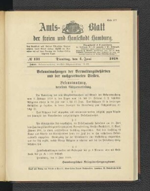 No. 131, 4. Juni 1918