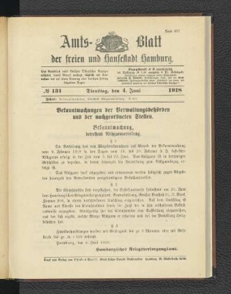 No. 131, 4. Juni 1918