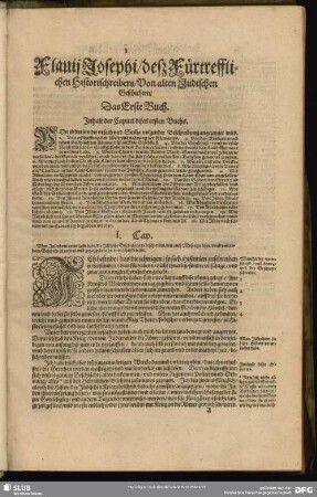 Flavij Josephi, deß Fürtrefflichen Historienschreibers, Von alten Jüdischen Geschichten