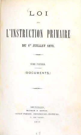Loi sur l'instruction primaire du 1er Juillet 1879, 1