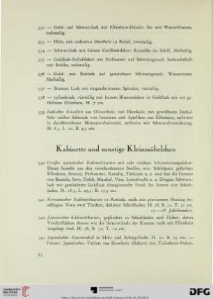 Kabinette und sonstige Kleinmöbelchen (Nr. 340-347)