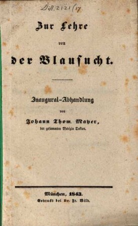 Zur Lehre der Blausucht : Inaug. Abh.