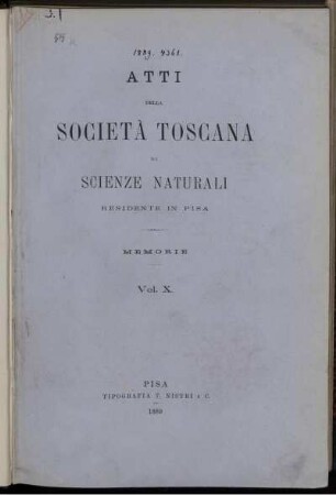 10: Atti della Società Toscana di Scienze Naturali