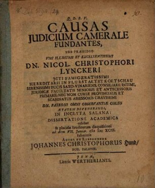 Causas iudicium camerale fundantes
