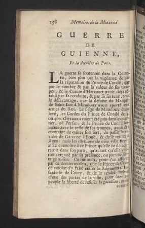 Guerre de Guienne, et la derniére de Paris.