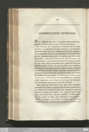 Considérations Générales.