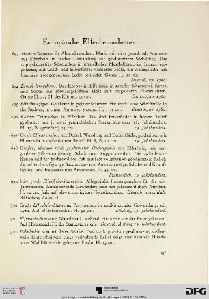 Europäische Elfenbeinen (Nr. 693-714)