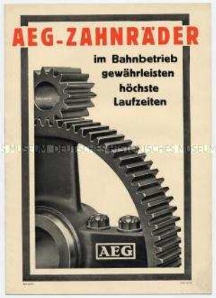 AEG-Zahnräder für Bahnmotoren