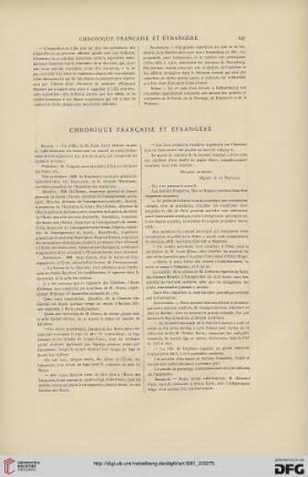 Chronique française et étrangère