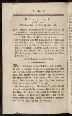 124-146, Predigt, gehalten Sonntags den 9ten Christmonat 1798. - Predigt, gehalten Sonntags den 16ten Christmonat 1798.