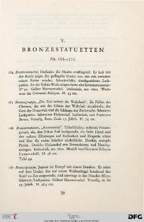 V. Bronzestatuetten (Nr. 164-174)