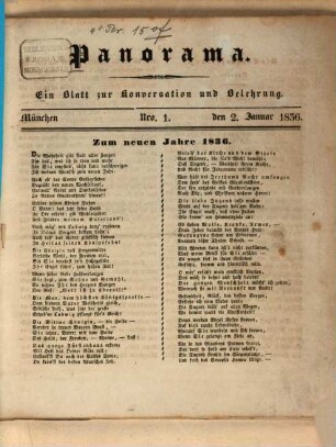 Panorama : ein Blatt zur Conversation und Belehrung. 1836,1/7