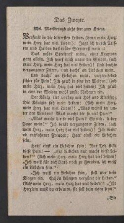Das Zweyte. Mel. Marlbrogh zieht fort zum Kriege.