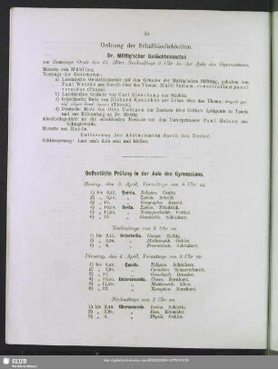 Ordnung der Schulfeierlichkeiten
