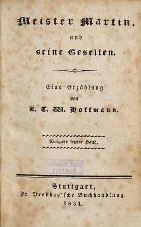 Meister Martin und seine Gesellen : Eine Erzählung