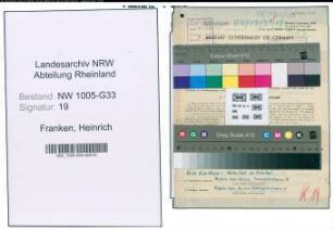 Entnazifizierung Heinrich Franken , geb. 19.06.1897 (Lehrer)