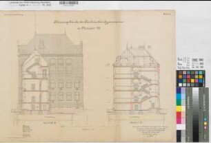 Münster (Münster) Gymnasium Paulinum Inventarienzeichnung Blatt 9 Schnitte 1898 1 : 100 49 x 66 Lithographie: M. Gadenschweger Held, Landbauinspektor KSM Nr. 1037