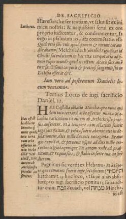 Tertius Locus de iugi sacrificio Daniel. 12.