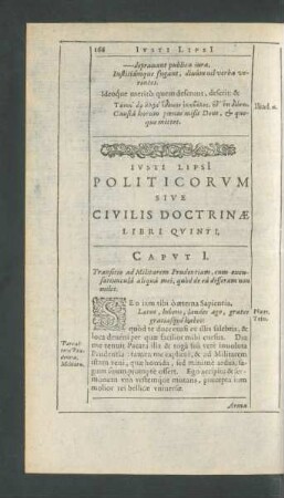 Iusti Lipsii Politicorum Sive Civilis Doctrinae Libri Quinti.