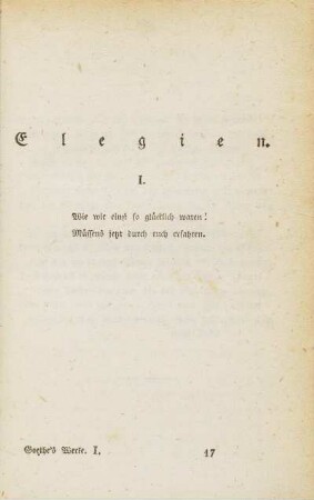 Elegien. I.