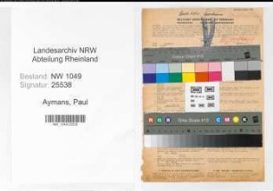 Entnazifizierung Paul Aymans , geb. 11.01.1885 (Stadtinspektor)