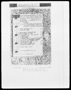 Breviarium Petri Mileti — Kalenderseite Januar, Folio 1recto