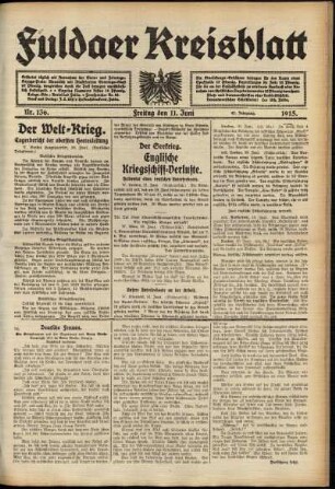 Ausgabe vom Freitag, den 11. Juni 1915.