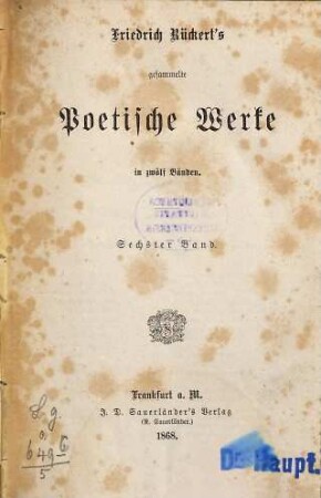 Friedrich Rückert's gesammelte poetische Werke : in zwölf Bänden, 6. Lyrische Gedichte : (Wanderung)