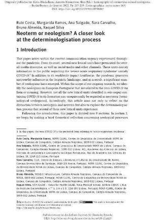 Neoterm or neologism? a closer look at the determinologisation process