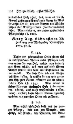 Aetherische Oele, Oelzucker, abgezogene Wasser (§§. 141-156)