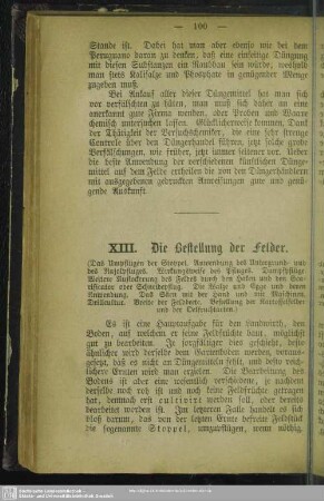 XIII. Die Bestellung der Felder