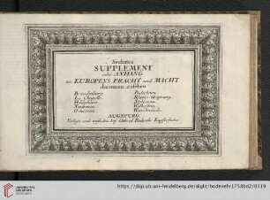 Sechstes Supplement oder Anhang zu Europens Pracht und Macht