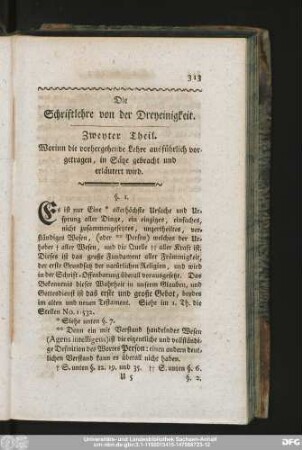 Die Schriftlehre von der Dreyeinigkeit. Zweyter Theil. Worinn die vorhergehende Lehre ausführlich vorgetragen, in Sätze gebracht und erläutert wird.