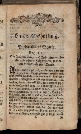 Erste Abtheilung. Vorbereitungs-Regeln.