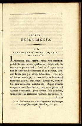 Sectio I. Experimenta