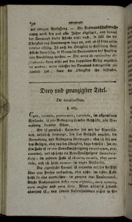 Drey und zwanzigster Titel. De curatoribus.