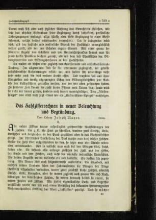 ¬Das¬ Zahlzifferrechnen in neuer Beleuchtung und Begründung : Schluß