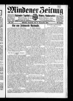 Mindener Zeitung : nationales Tageblatt für Minden u. Nachbargebiete : General-Anzeiger für den nördl. Reg.-Bezirk Minden