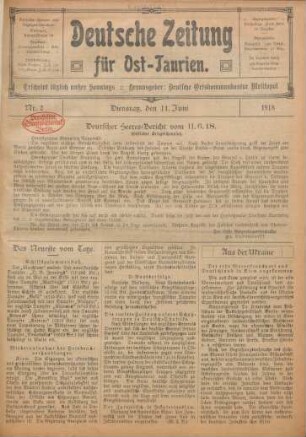 1918: Deutsche Zeitung für Ost-Taurien