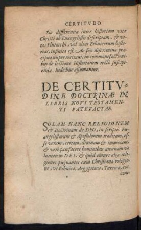 De Certitudine Doctrinae In Libris Novi Testamenti Patefactae.