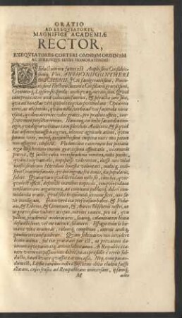 Oratio Ad Exequiatores, Magnifice Academiae Rector, Exequiatores Coeteri Omnium Ordium Ac Utriusque Sexus Honoratissimi.