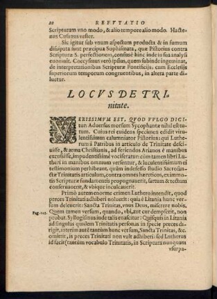 Locus De Trinitate.