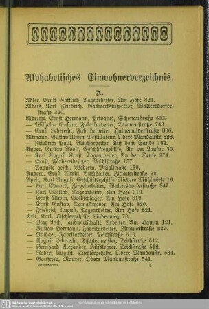 Einwohnerverzeichnis : Alphabetisches Einwohnerverzeichnis