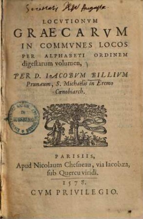 Locutionum Graecarum in communes locos per alphabeti ordinem digestarum volumen
